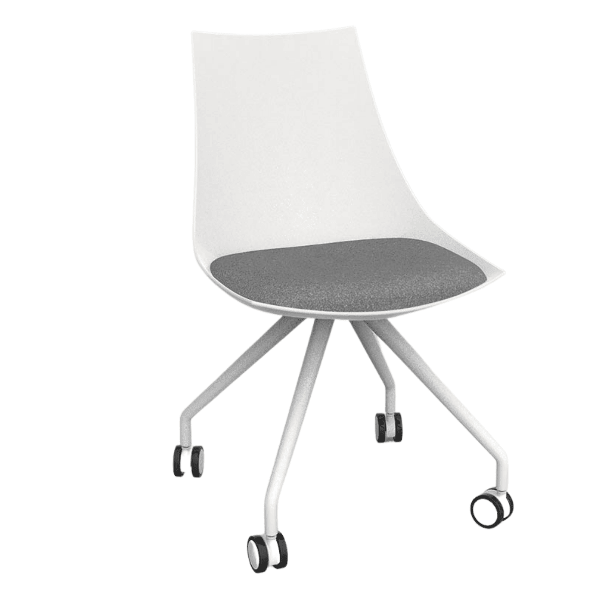 Luna White Chair with Castor Base - Office Furniture Company 