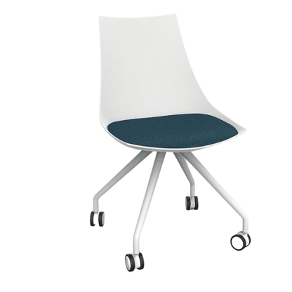 Luna White Chair with Castor Base - Office Furniture Company 