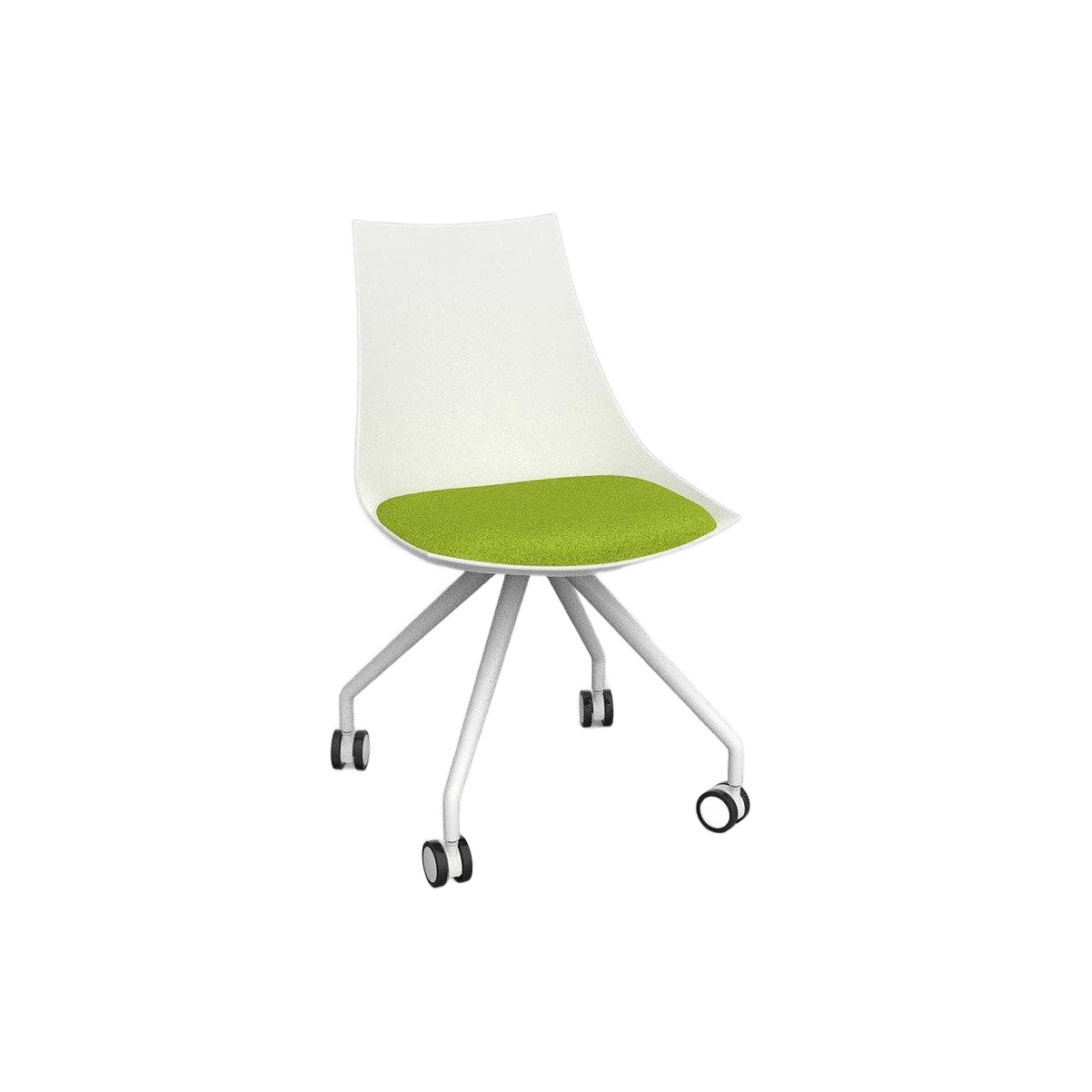 Luna White Chair with Castor Base Green Avocado (Luna)