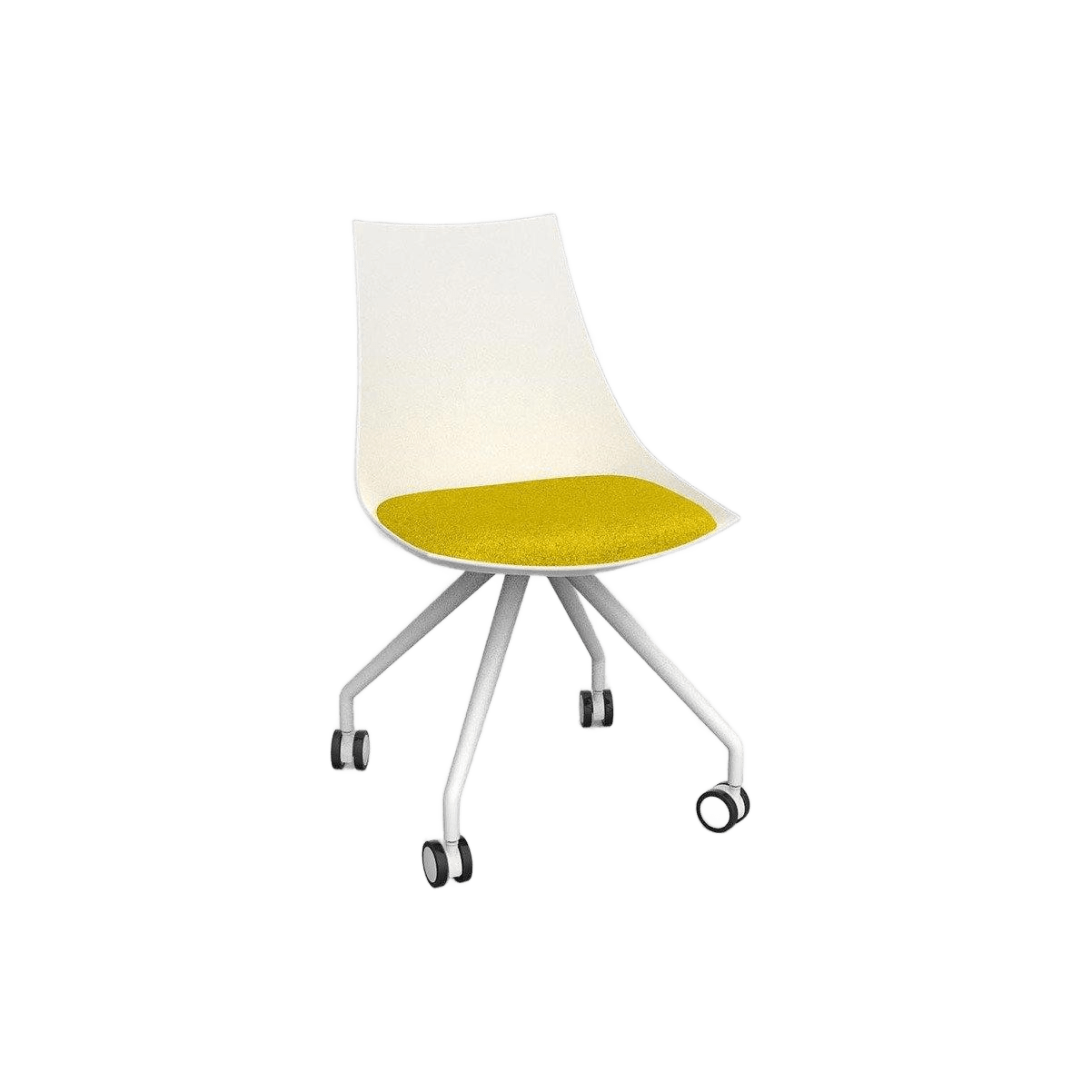 Luna White Chair with Castor Base Yellow Bumblebee (Luna)