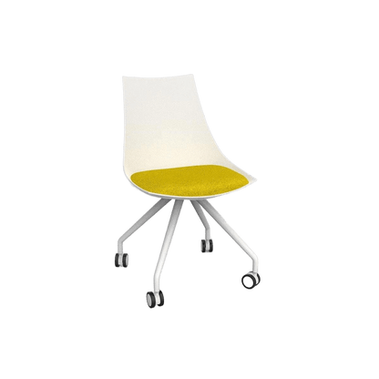 Luna White Chair with Castor Base Yellow Bumblebee (Luna)