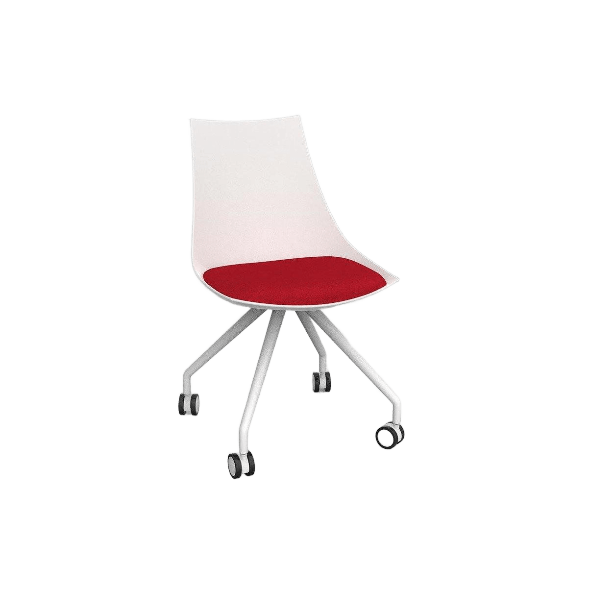 Luna White Chair with Castor Base Red Chilli (Luna)