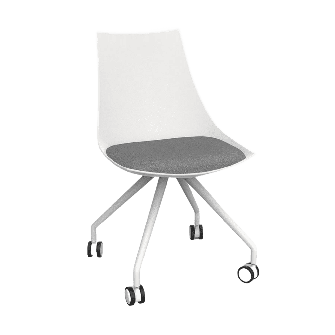 Luna White Chair with Castor Base Grey Stone (Luna)