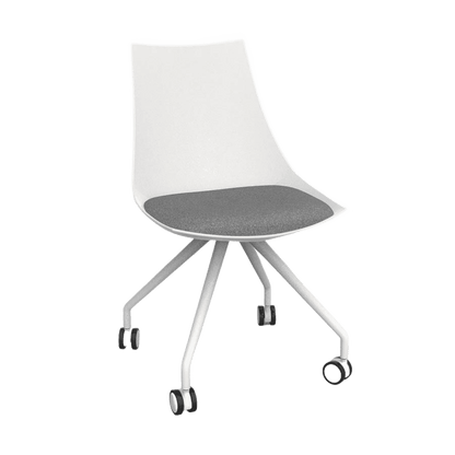 Luna White Chair with Castor Base Grey Stone (Luna)