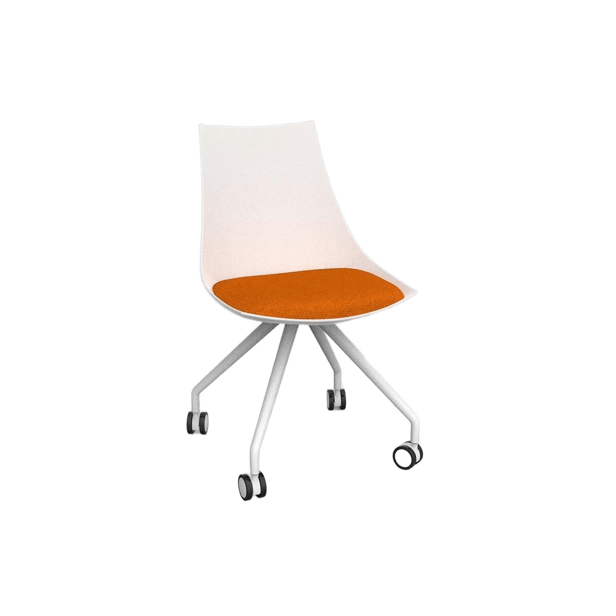 Luna White Chair with Castor Base Orange Sunset (Luna)