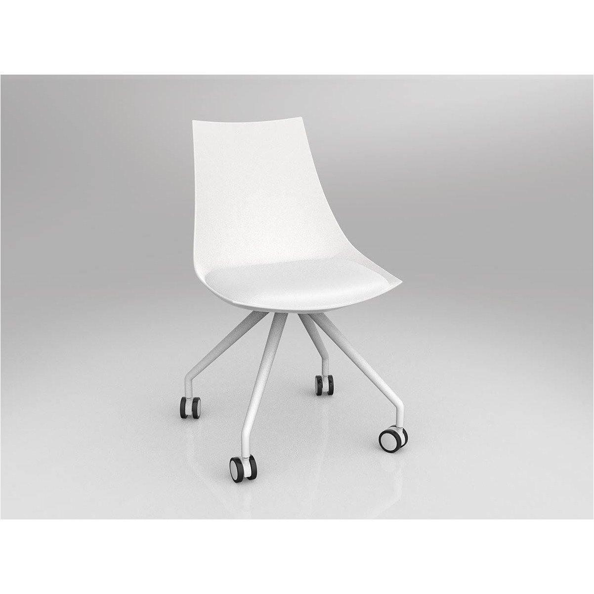Luna White Chair with Castor Base White PU