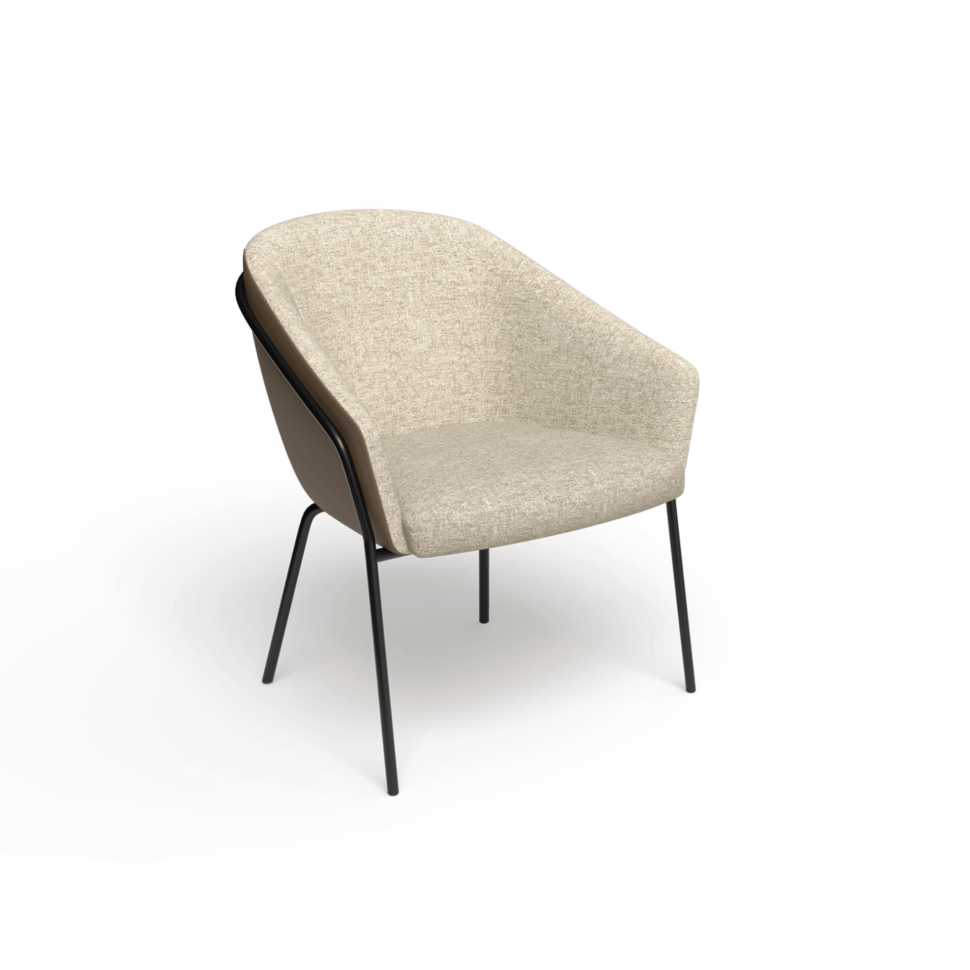 Mesa Black Metal Leg Tub Chair Brown (Tan PU/Sunday Walnut) - Office Furniture Company