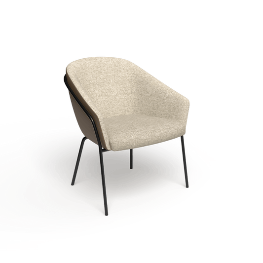 Mesa Black Metal Leg Tub Chair Brown (Tan PU/Sunday Walnut) - Office Furniture Company