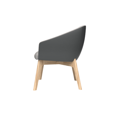 Mesa Wooden Leg Tub Chair Brown Sunday (027) / Tan PU