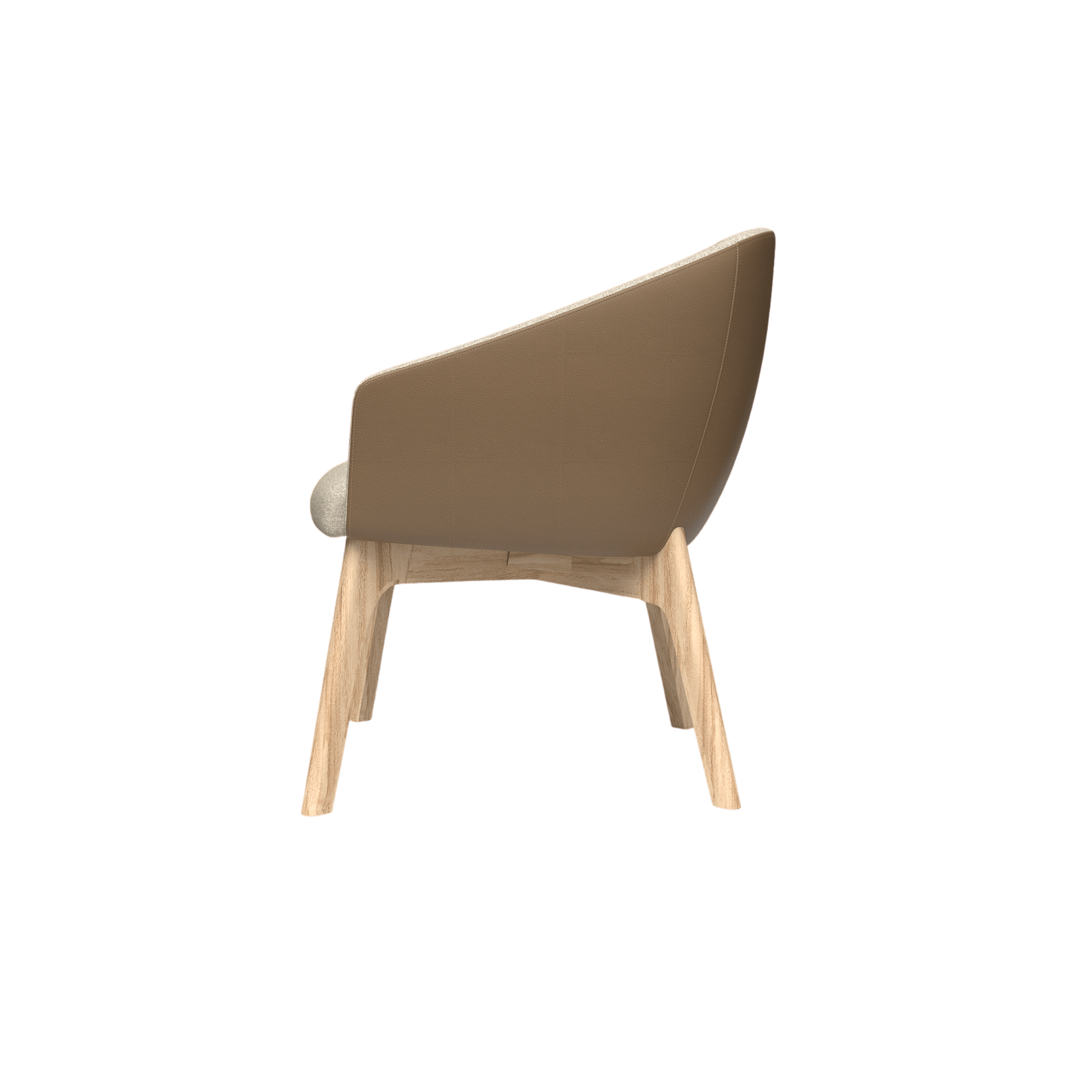 Mesa Wooden Leg Tub Chair Brown Sunday (027) / Tan PU