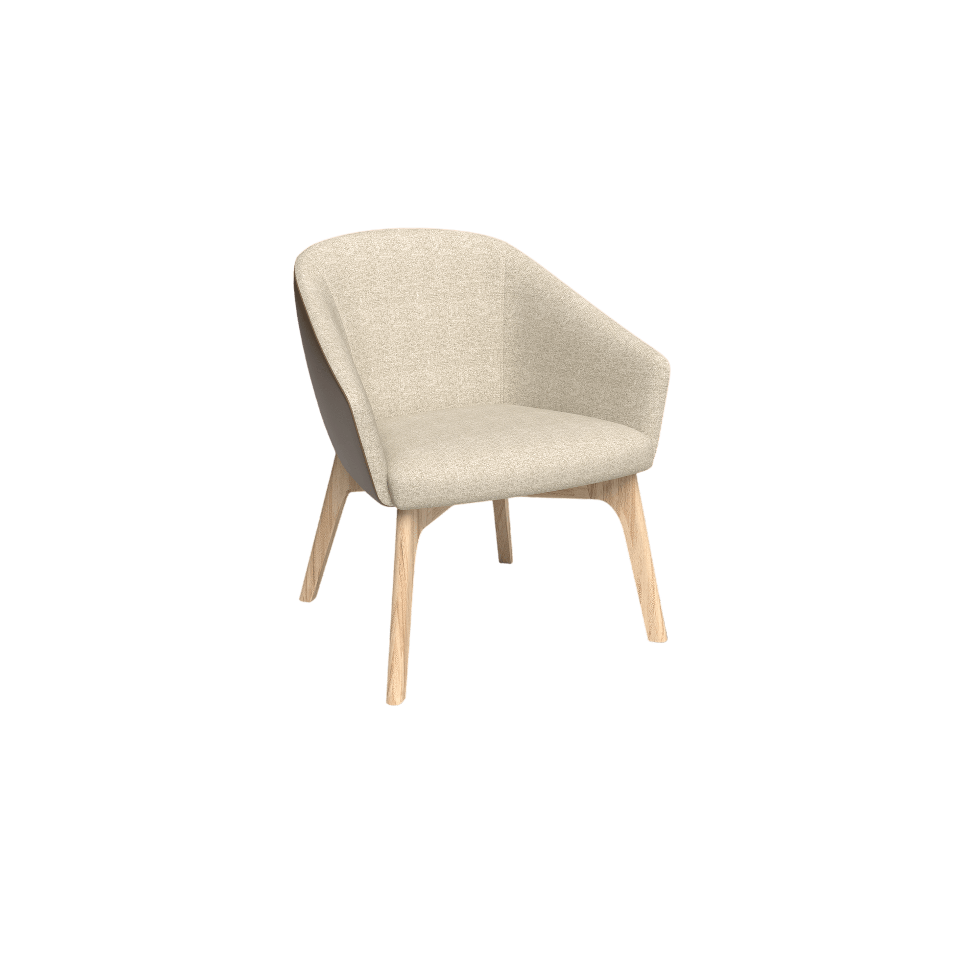 Mesa Wooden Leg Tub Chair Brown Sunday (027) / Tan PU