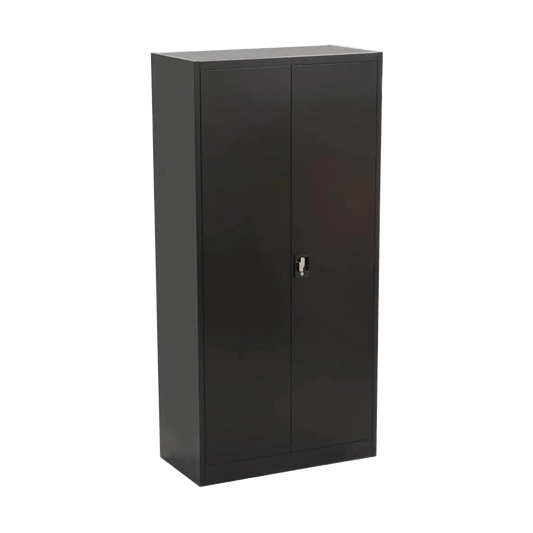 Metal Stationery Cupboard Black Delivered Flat Packed - Office Furniture Company