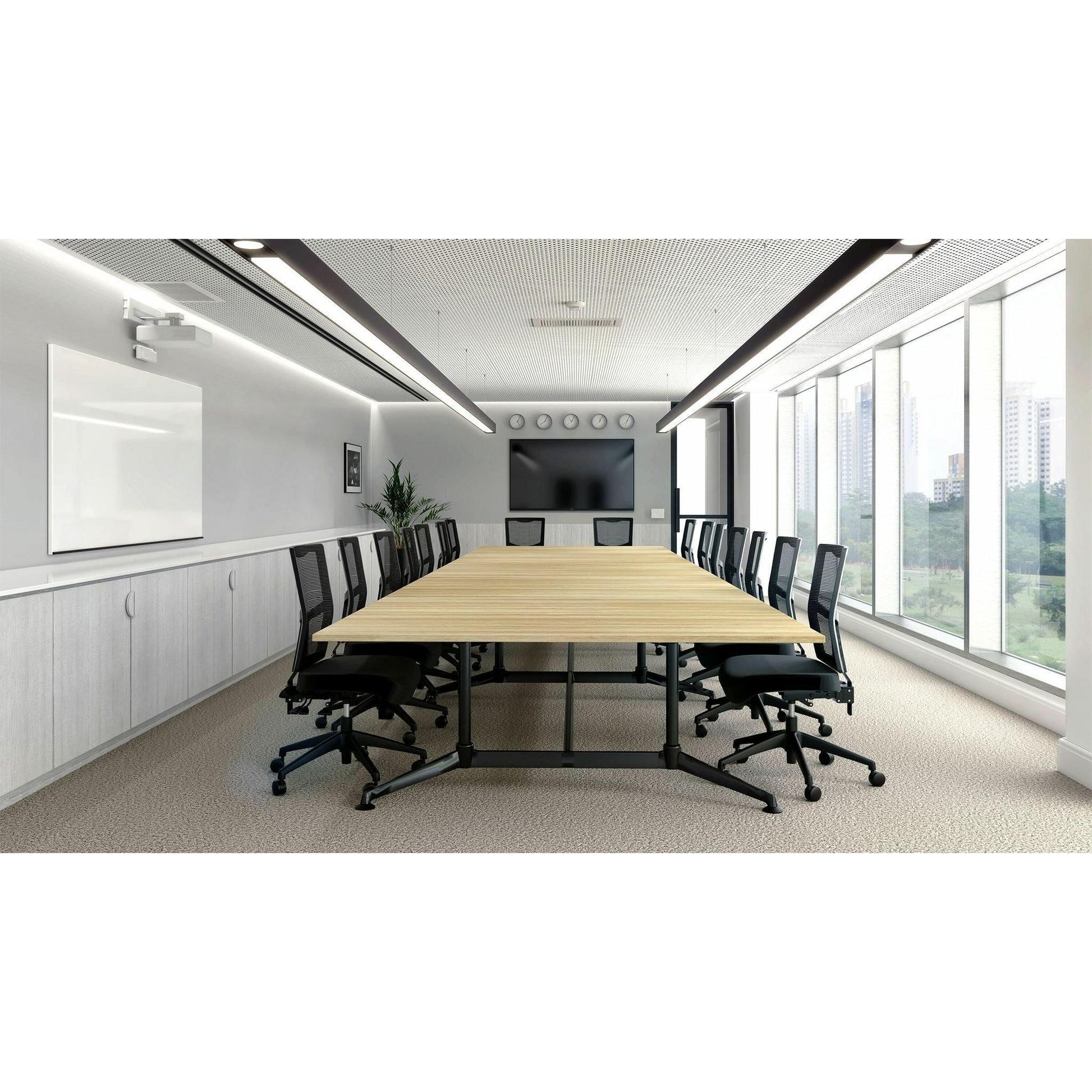 Modulus Boardroom Table with All Black Twin Post Legs - Office Furniture Company 