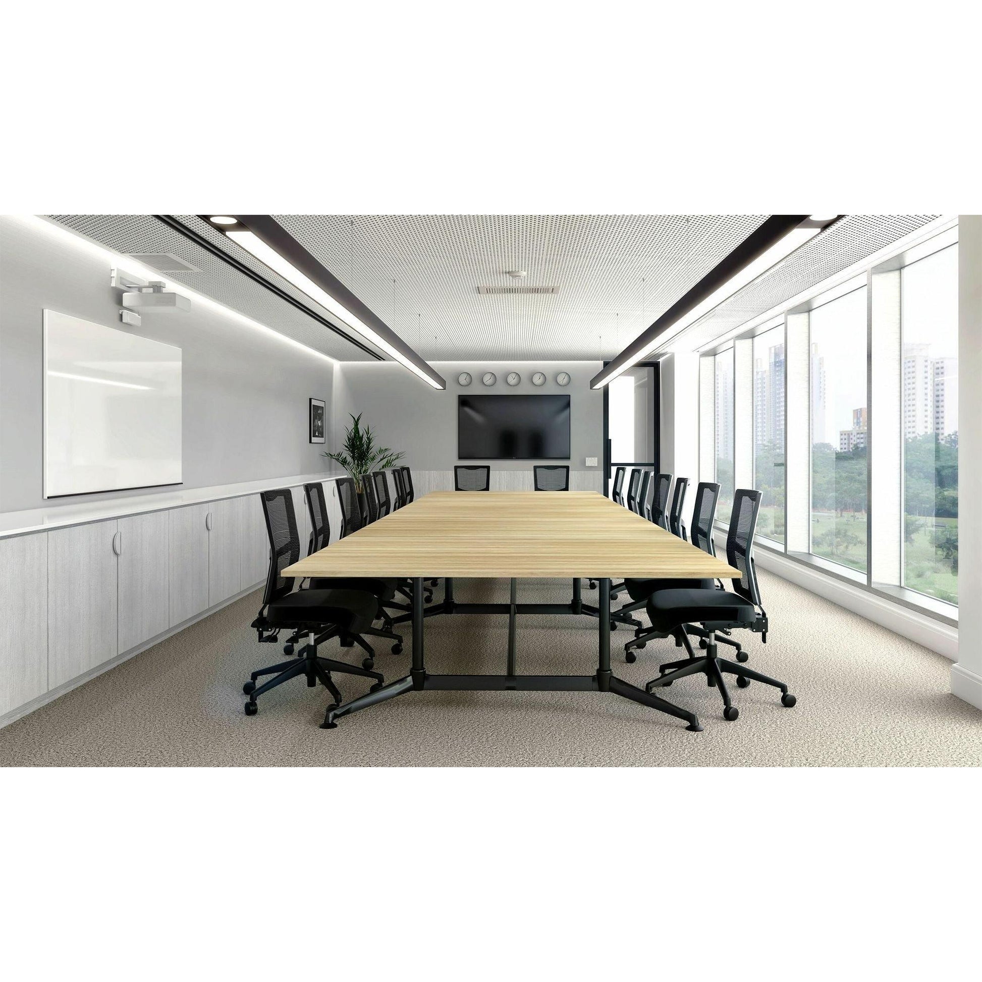 Modulus Boardroom Table with All Black Twin Post Legs