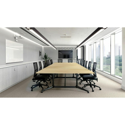 Modulus Boardroom Table with All Black Twin Post Legs