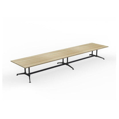 Modulus Boardroom Table with All Black Twin Post Legs 5400x1200 / New Oak