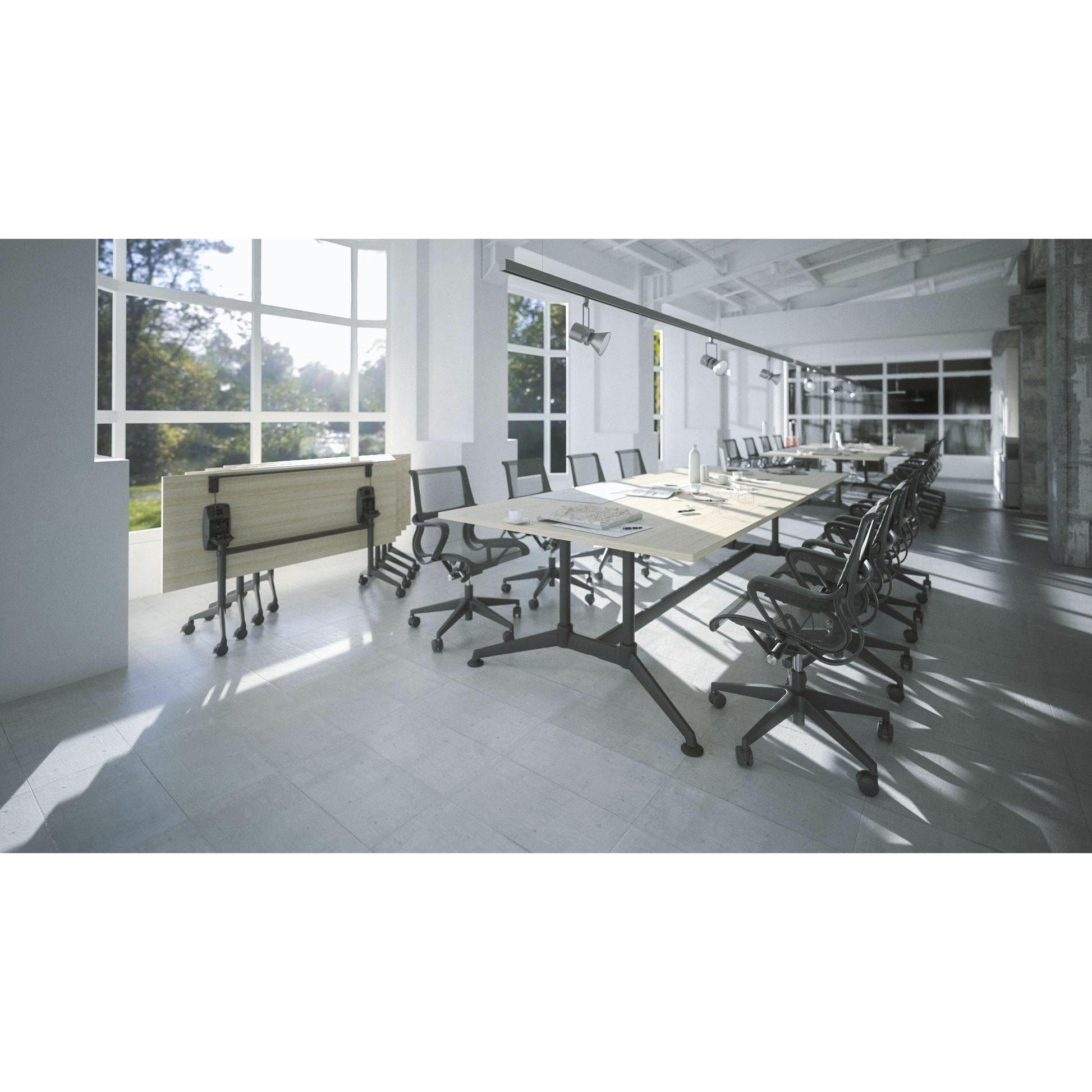 Modulus Boardroom Table with All Black Twin Post Legs