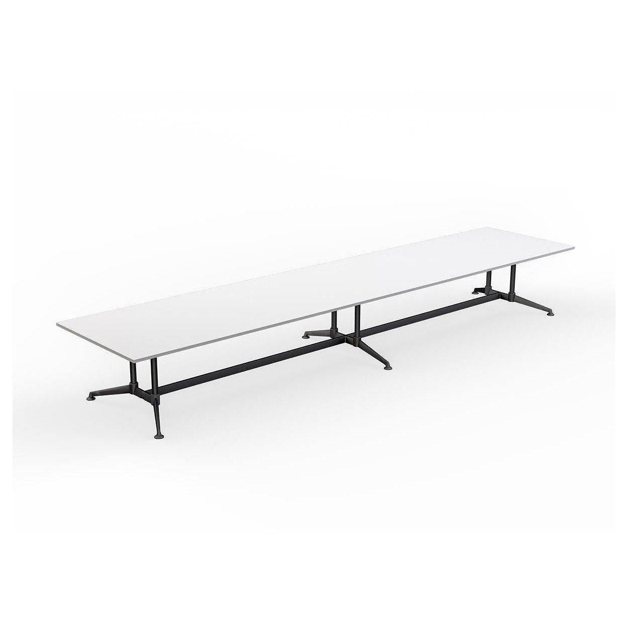 Modulus Boardroom Table with All Black Twin Post Legs 5400x1200 / White
