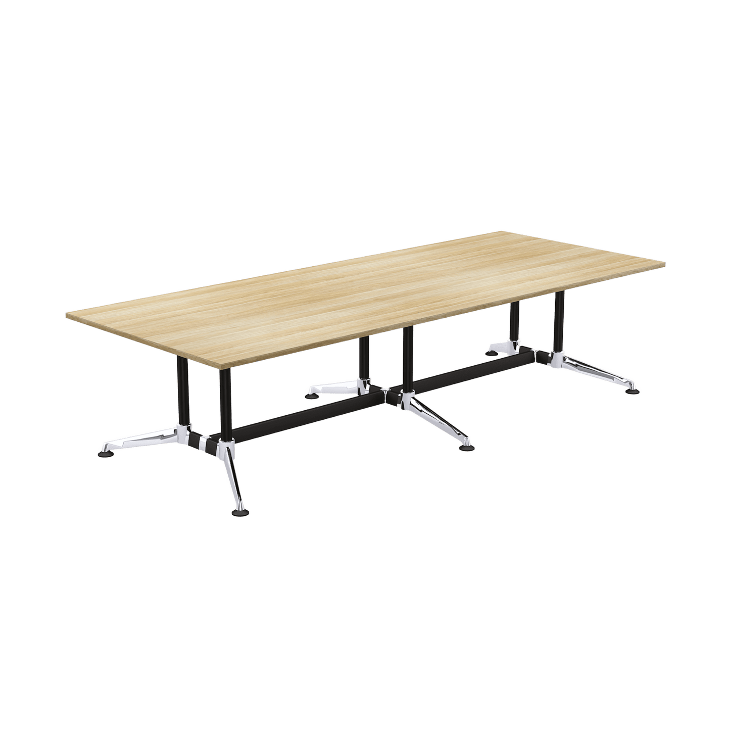 Modulus Boardroom Table with Twin Post Legs 3600x1200 / New Oak