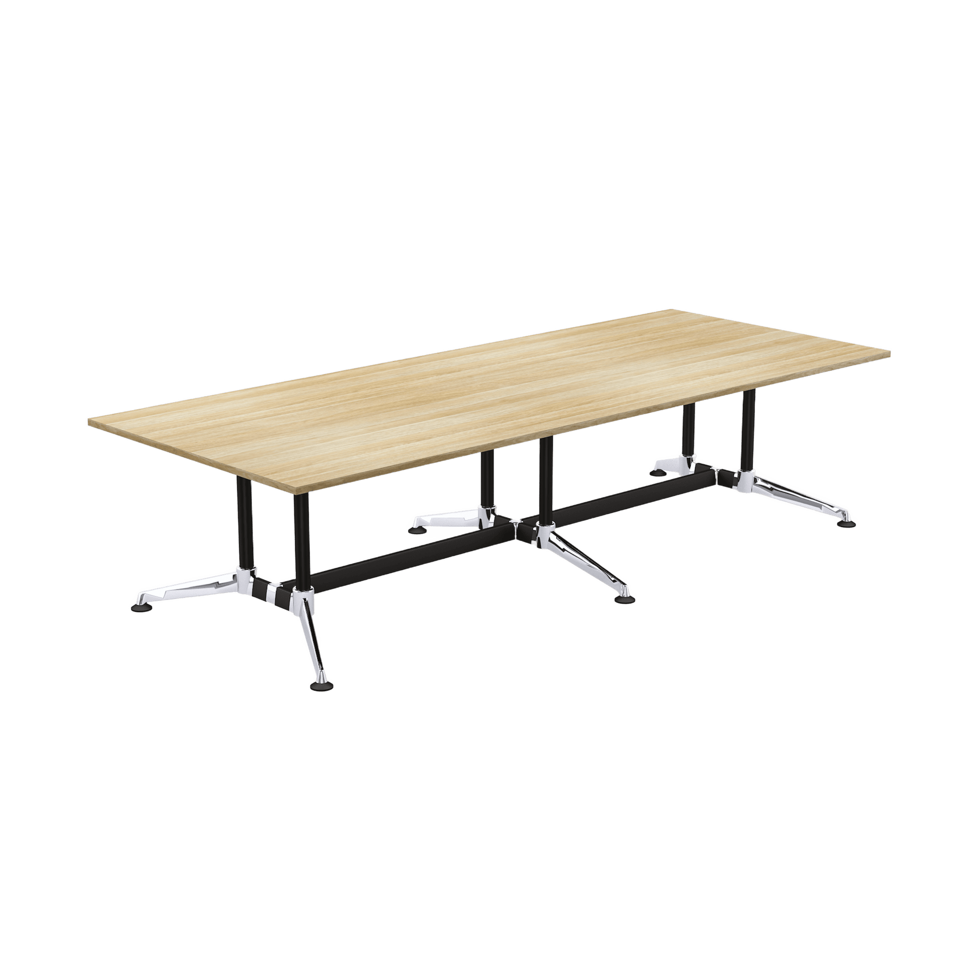 Modulus Boardroom Table with Twin Post Legs 3600x1200 / New Oak
