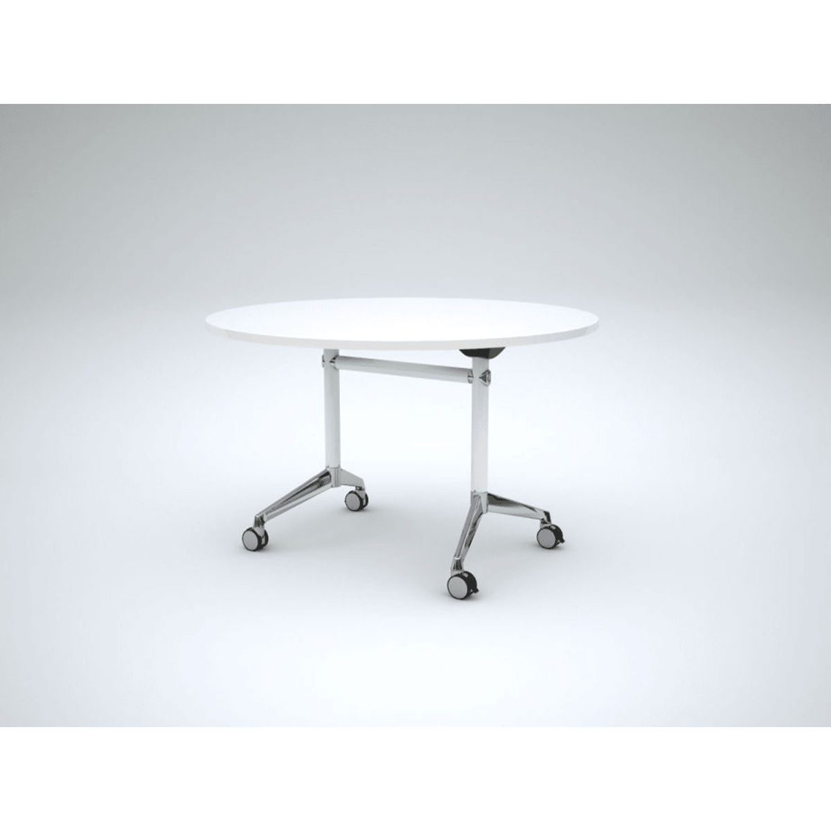 Modulus Flip Folding Mobile Office Table 1200 Round / White Powdercoat / White