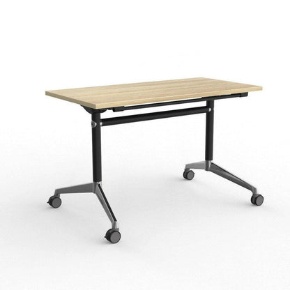 Modulus Flip Folding Mobile Office Table 1200x600 / Black Powdercoat / New Oak