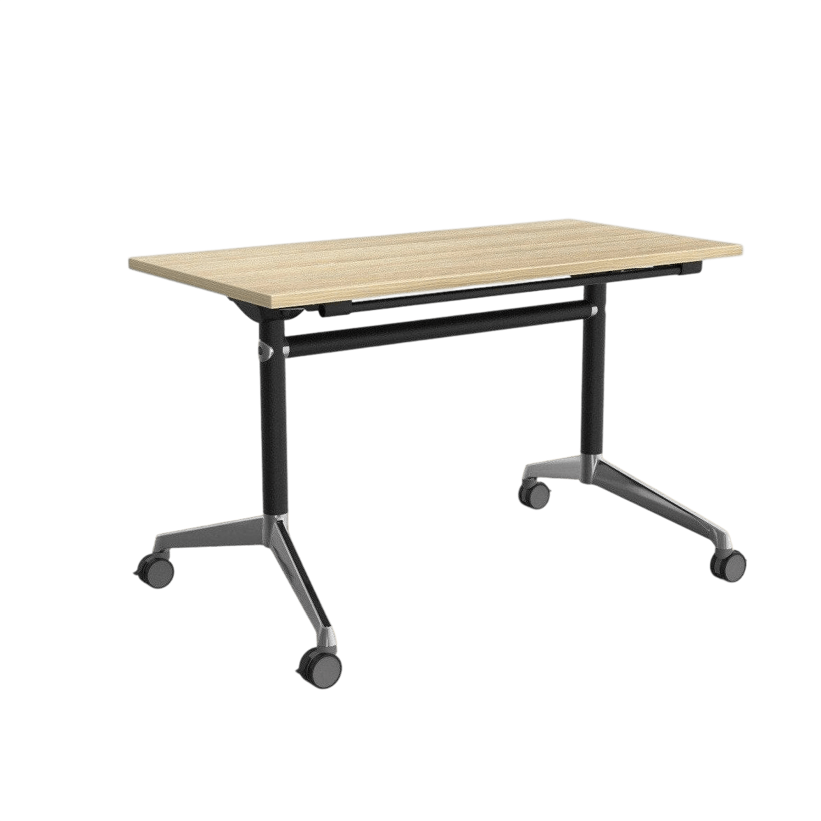 Modulus Flip Folding Mobile Office Table 1200x600 Black Powdercoat New Oak