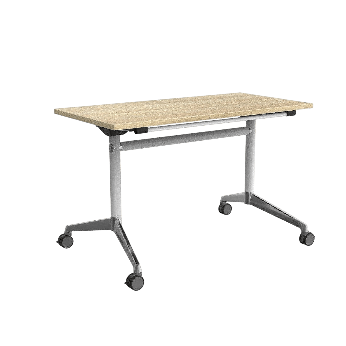 Modulus Flip Folding Mobile Office Table 1200x600 White Powdercoat New Oak