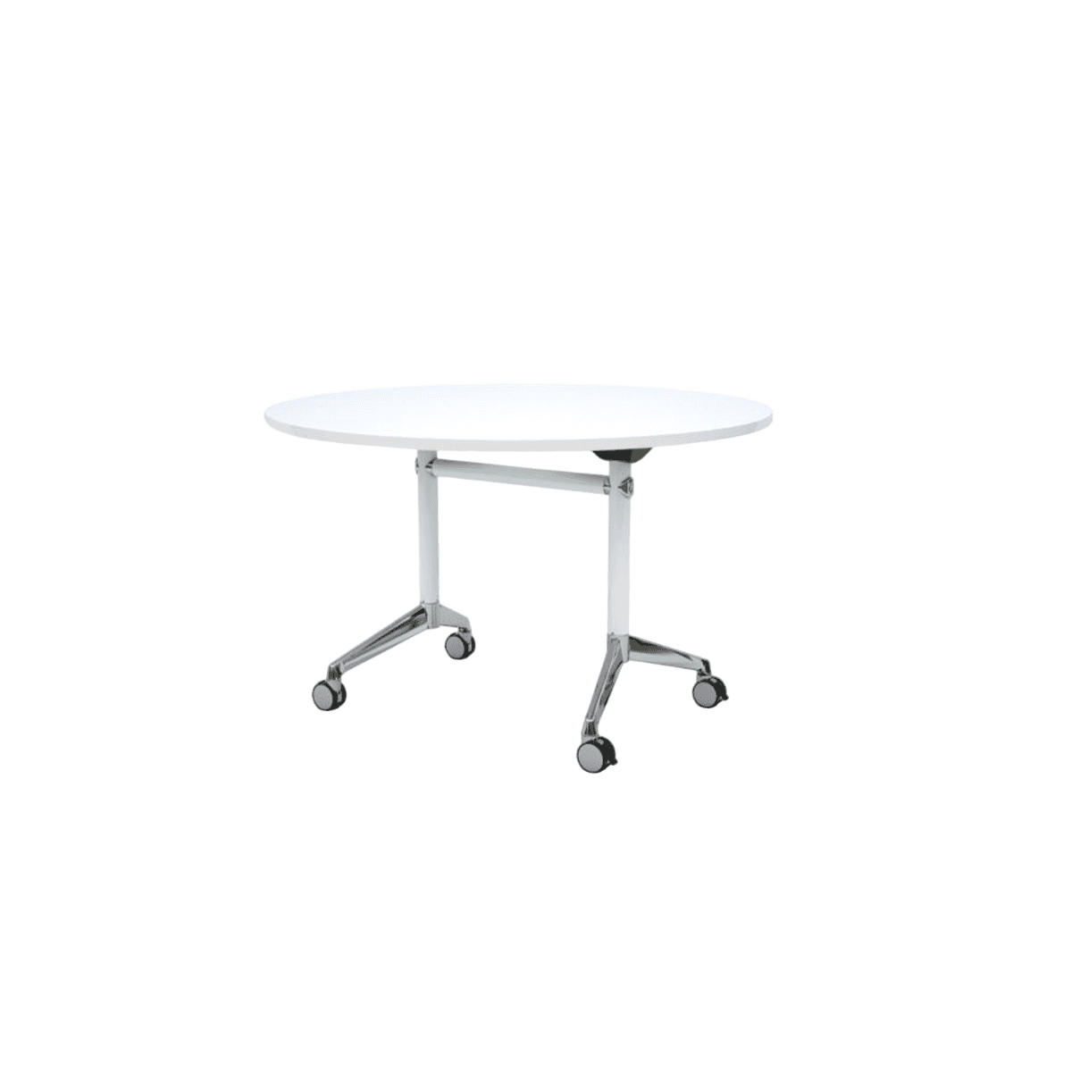 Modulus Flip Folding Mobile Office Table 1200 Round White Powdercoat White