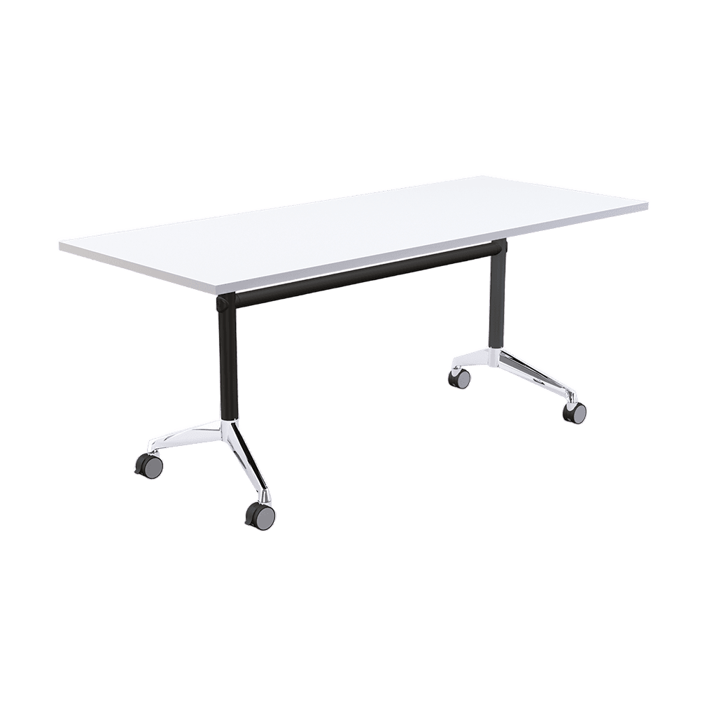 Modulus Flip Folding Mobile Office Table 1800x600 Black Powdercoat White