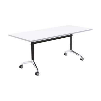 Modulus Flip Folding Mobile Office Table 1800x600 Black Powdercoat White