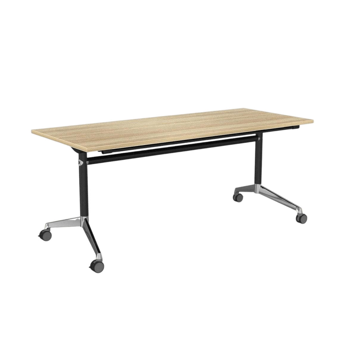 Modulus Flip Folding Mobile Office Table 1800x600 Black Powdercoat New Oak