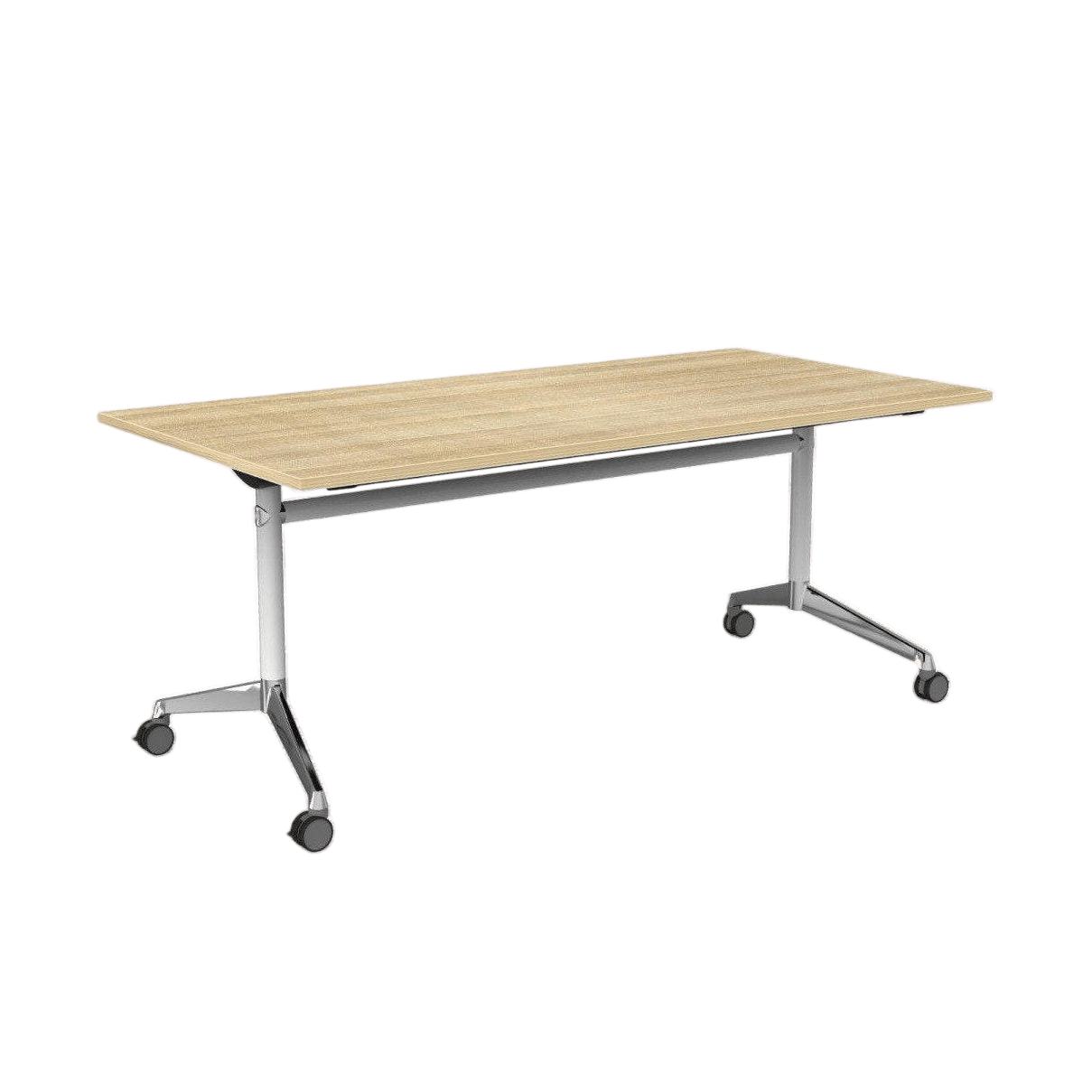 Modulus Flip Folding Mobile Office Table 1800x600 White Powdercoat New Oak