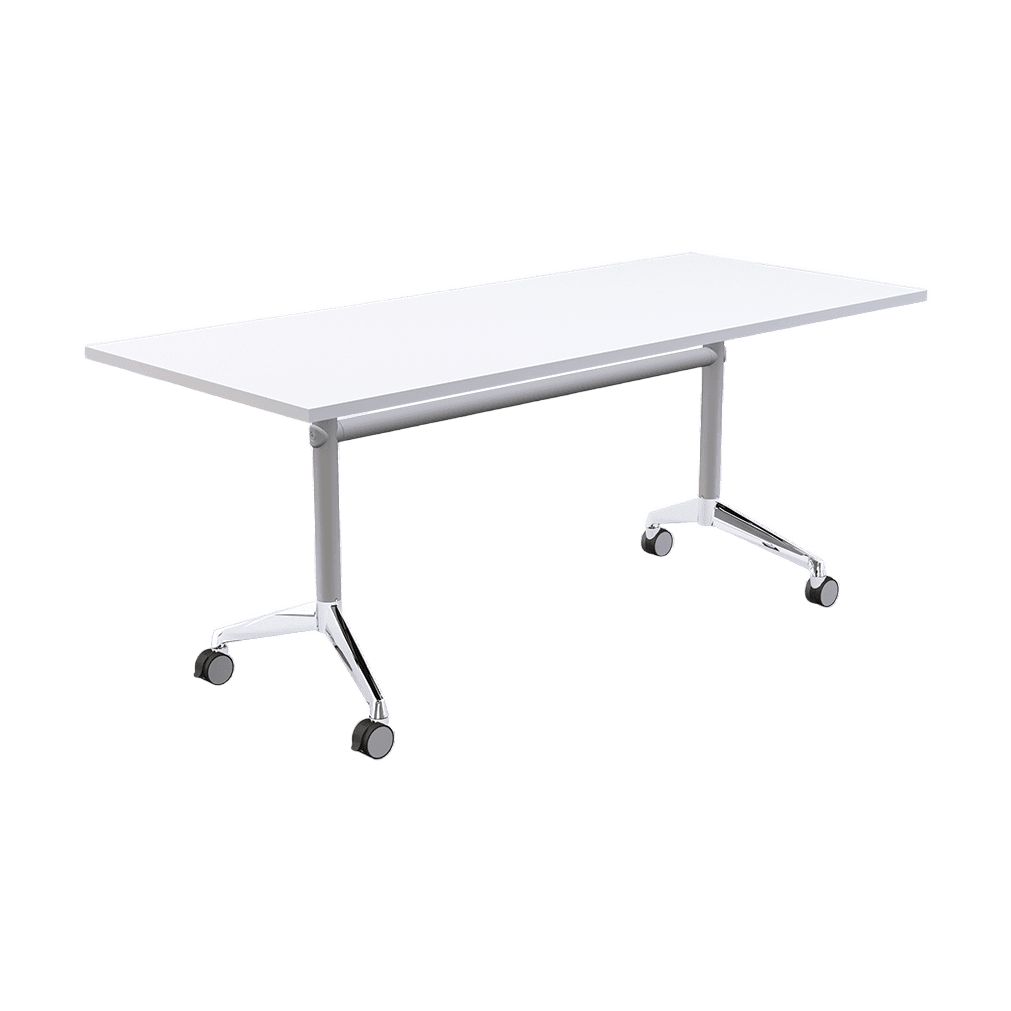 Modulus Flip Folding Mobile Office Table 1800x600 White Powdercoat White
