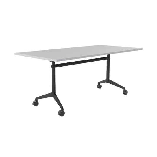 Modulus Mobile Flip Table with All Black Legs 1200 X 600 White - Melamine - Office Furniture Company