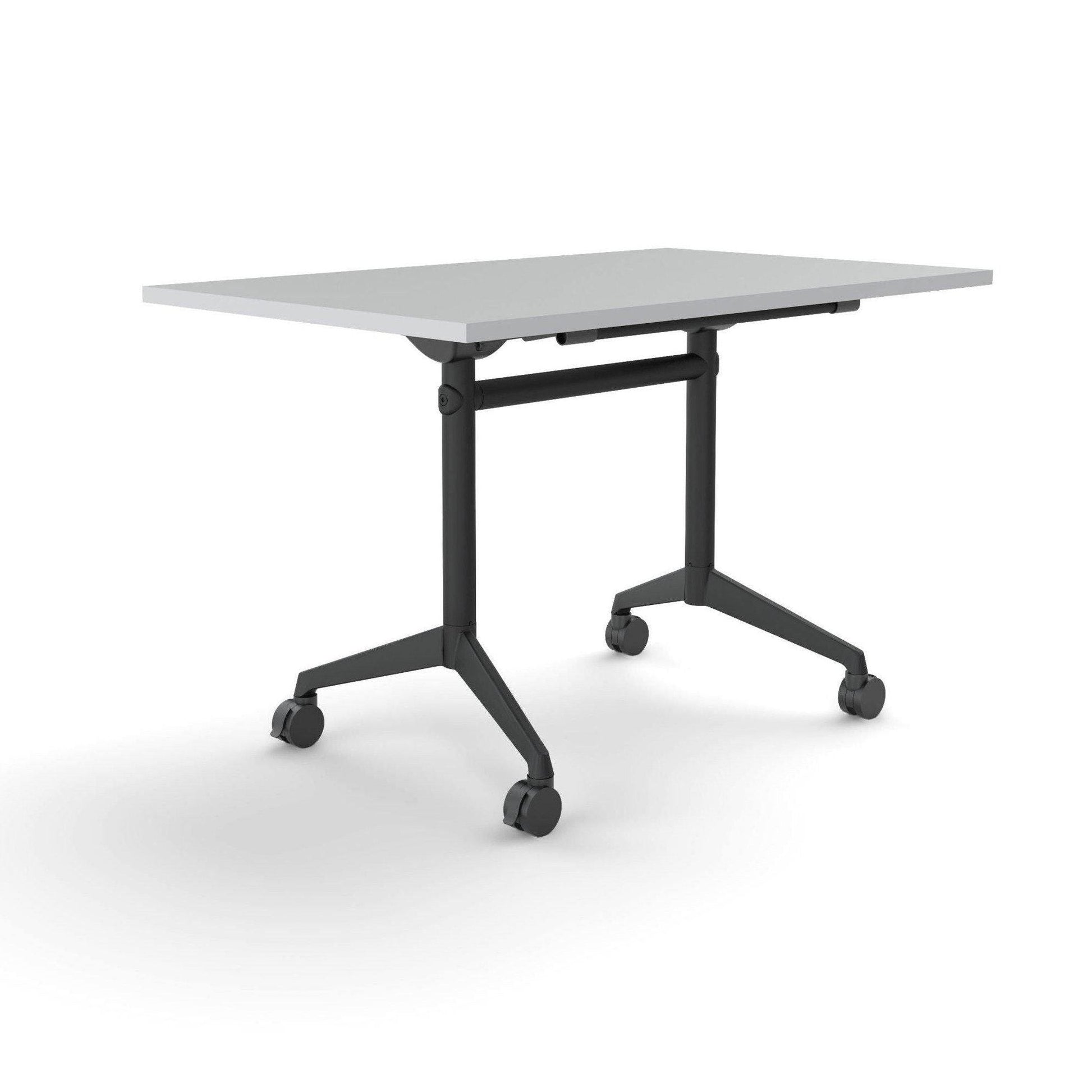 Modulus Mobile Flip Table with All Black Legs 1200x750 / White