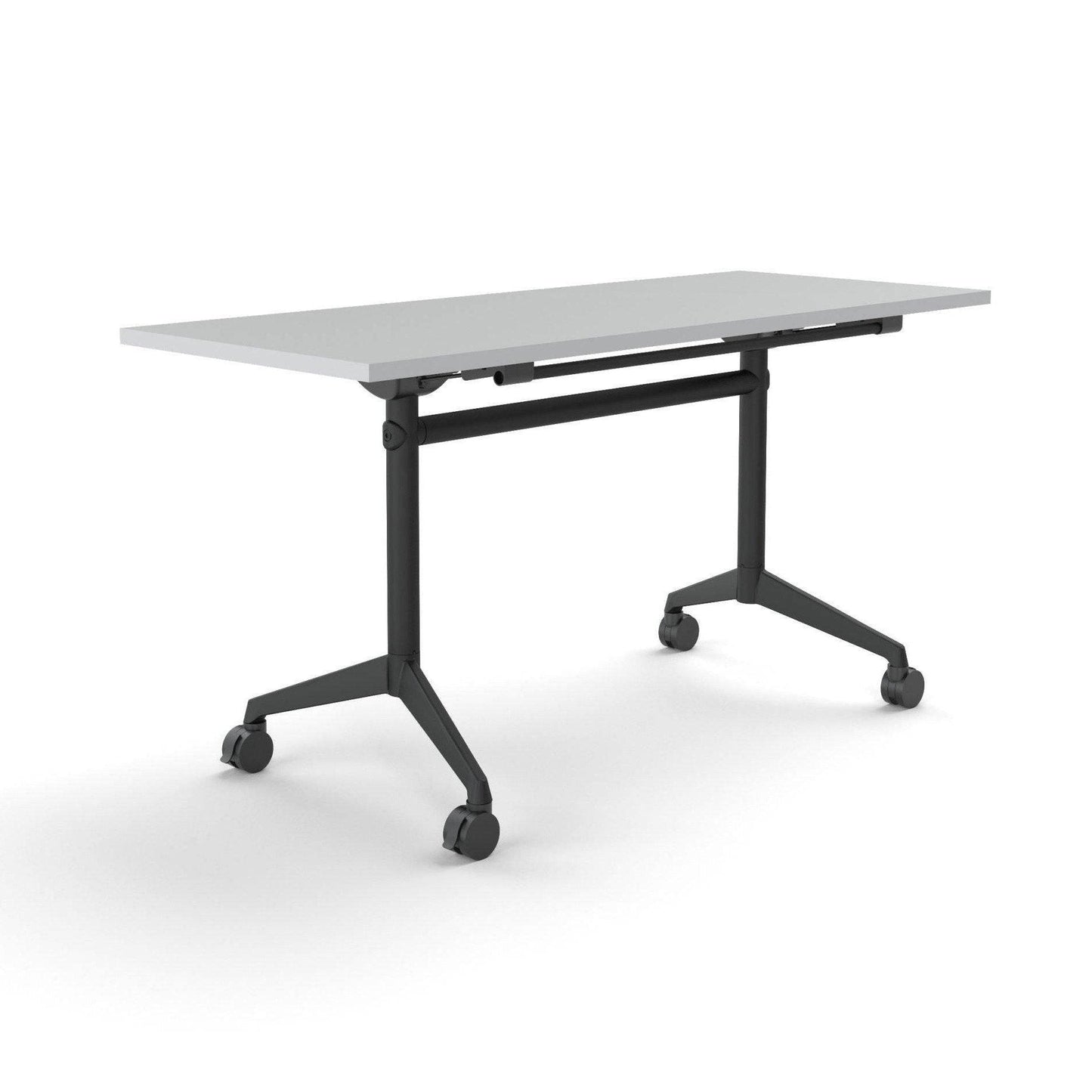 Modulus Mobile Flip Table with All Black Legs 1500x600 / White
