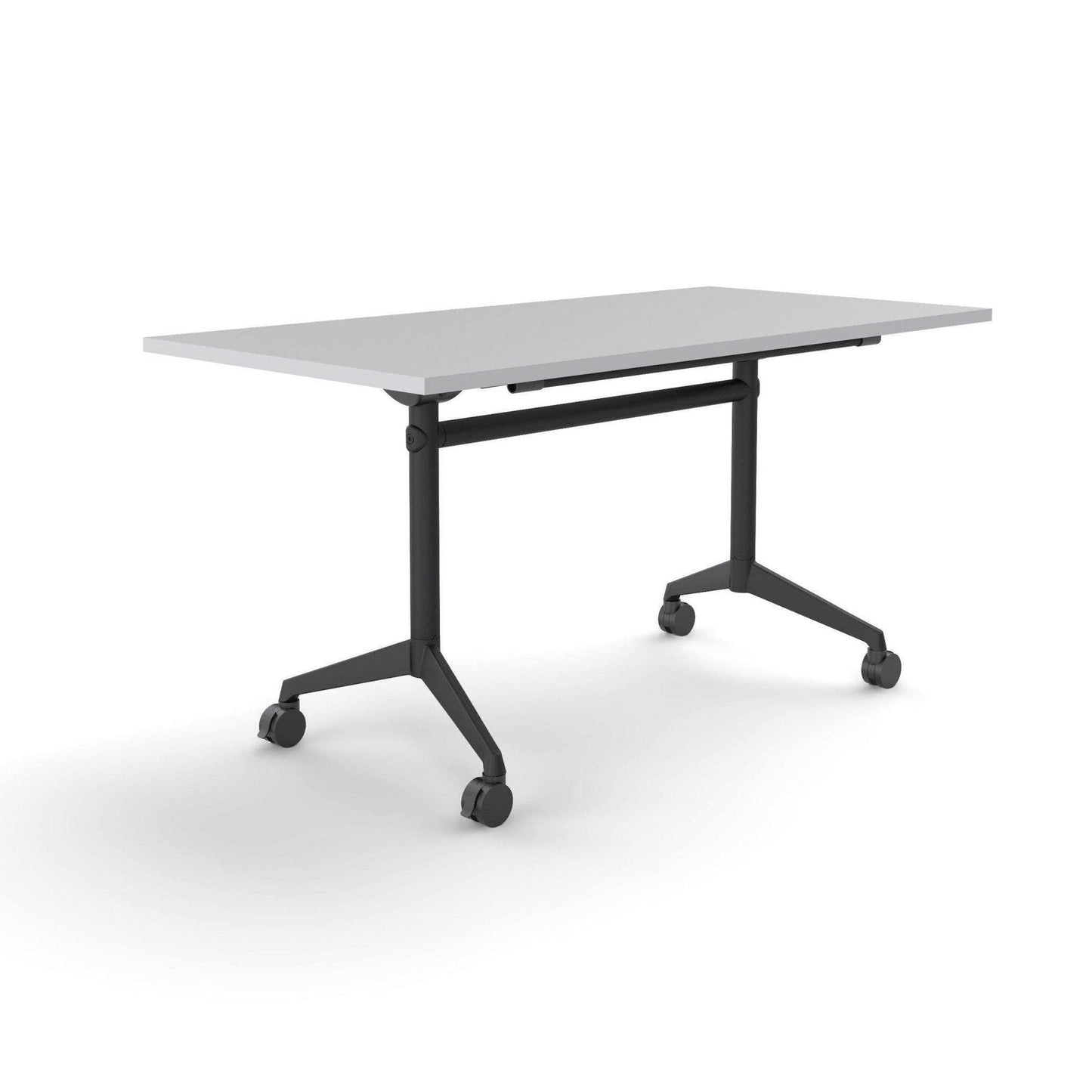 Modulus Mobile Flip Table with All Black Legs 1600x750 / White