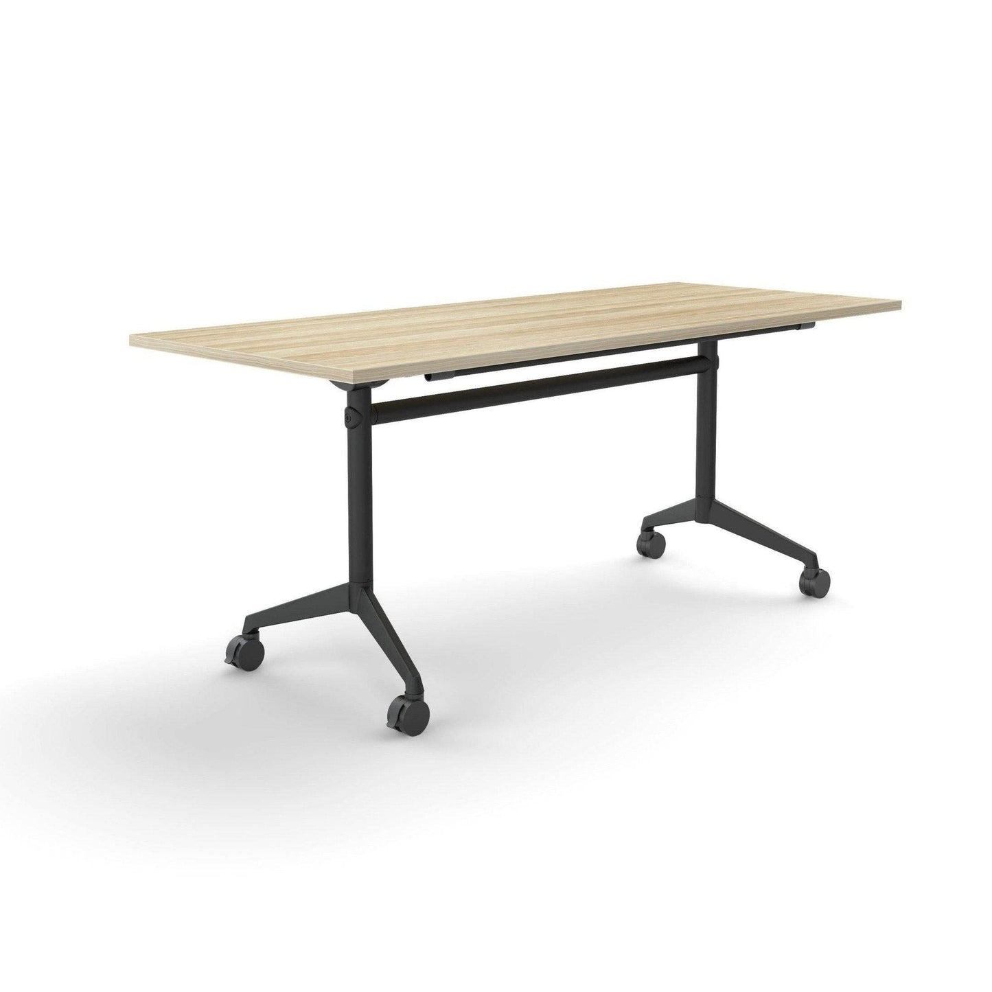Modulus Mobile Flip Table with All Black Legs 1800x750 / New Oak