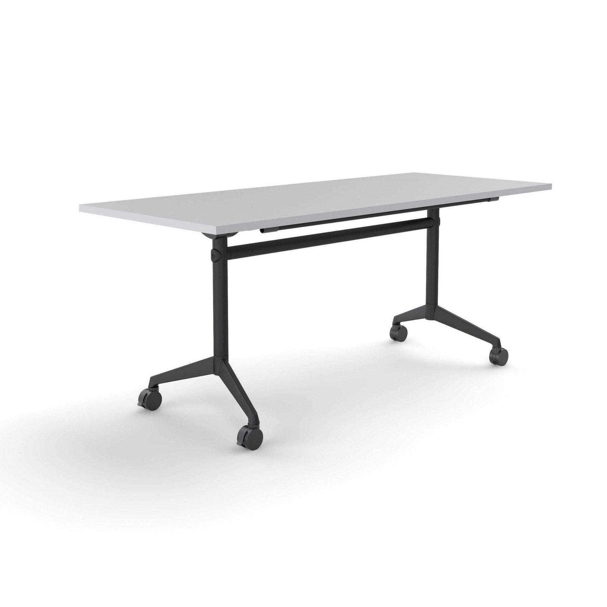 Modulus Mobile Flip Table with All Black Legs 1800x750 / White