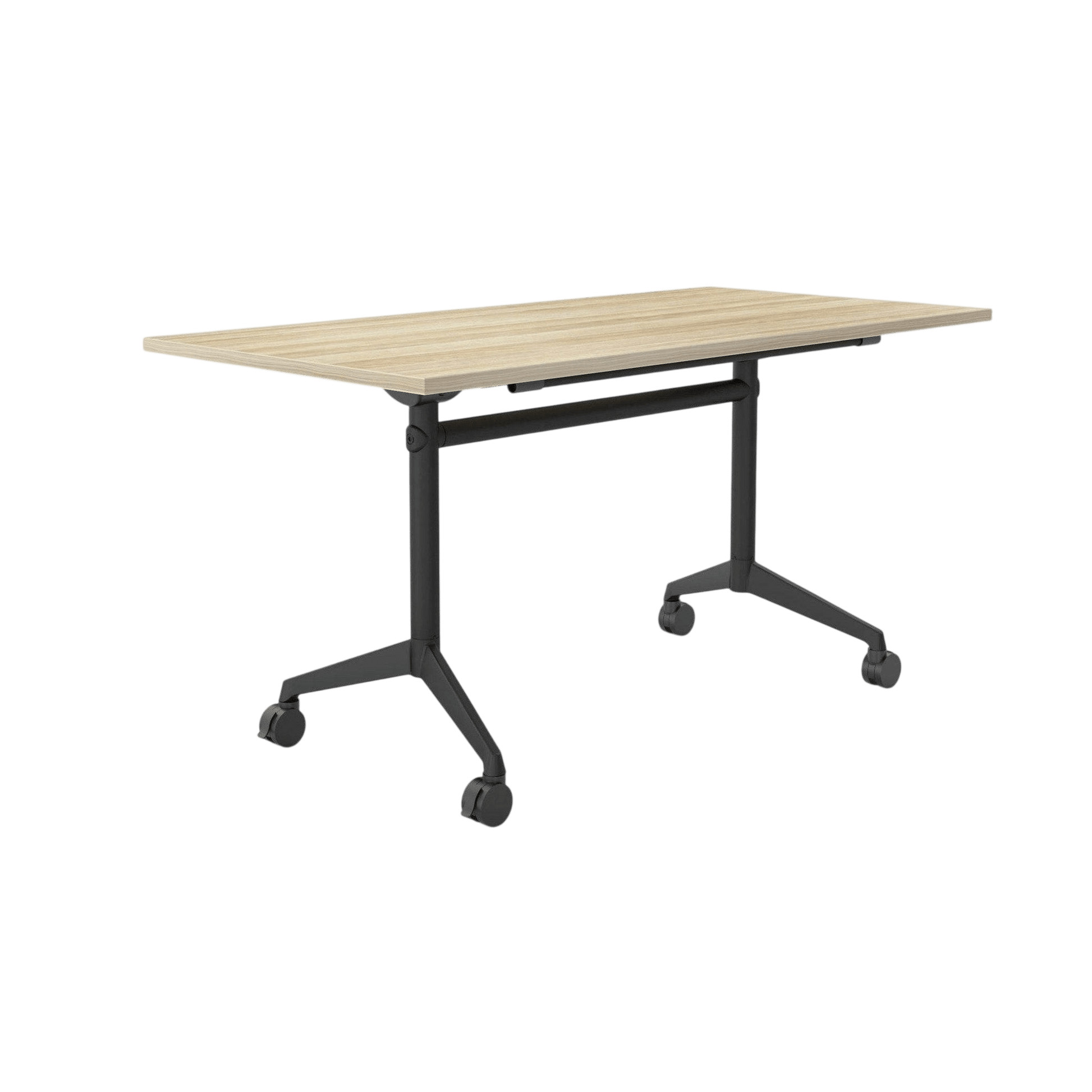 Modulus Mobile Flip Table with All Black Legs 1200x750 White