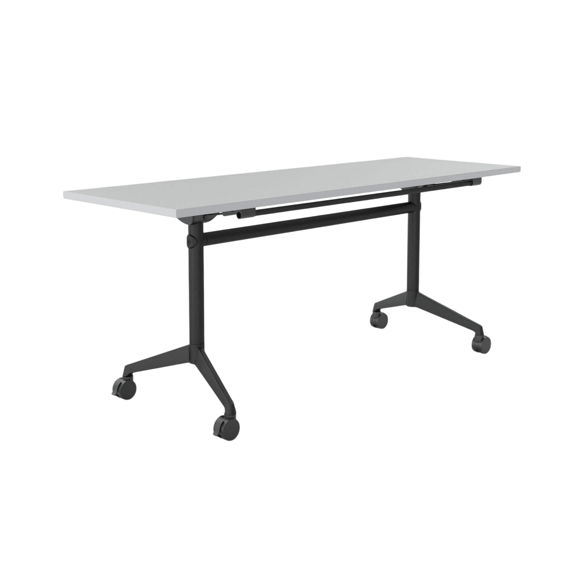Modulus Mobile Flip Table with All Black Legs 1200x750 White