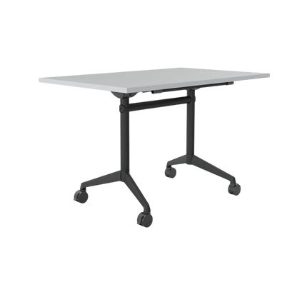 Modulus Mobile Flip Table with All Black Legs 1200x750 White
