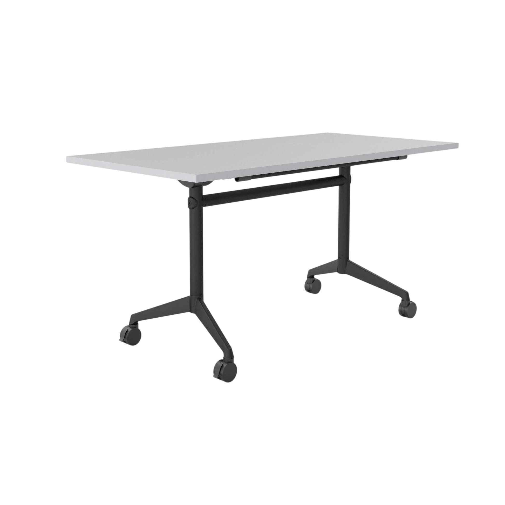 Modulus Mobile Flip Table with All Black Legs 1600x750 White