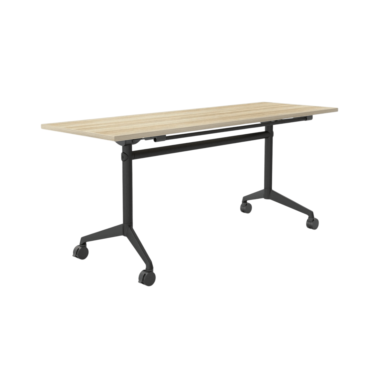 Modulus Mobile Flip Table with All Black Legs 1800x600 New Oak