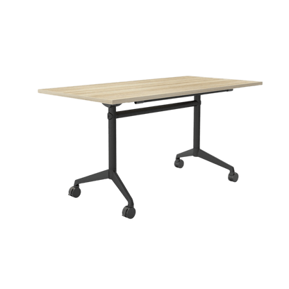 Modulus Mobile Flip Table with All Black Legs 1800x600 New Oak
