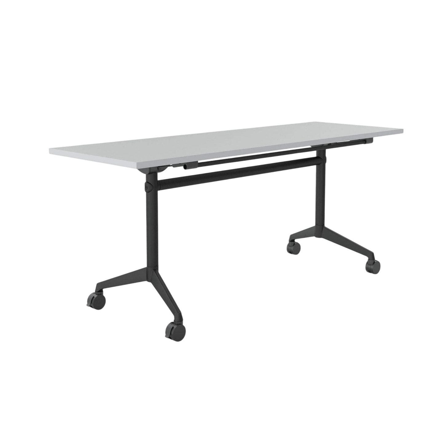 Modulus Mobile Flip Table with All Black Legs 1800x600 White