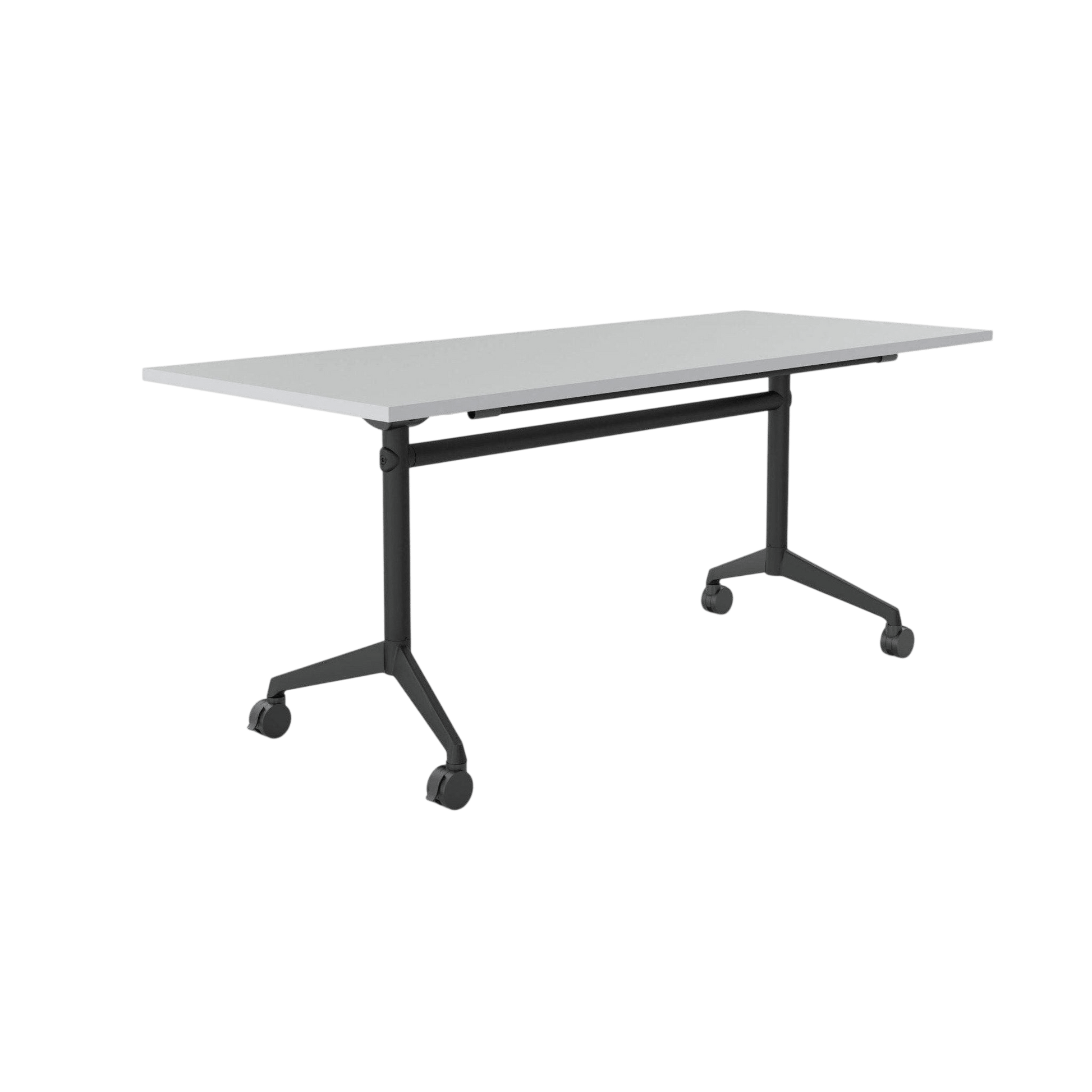 Modulus Mobile Flip Table with All Black Legs 1800x750 White