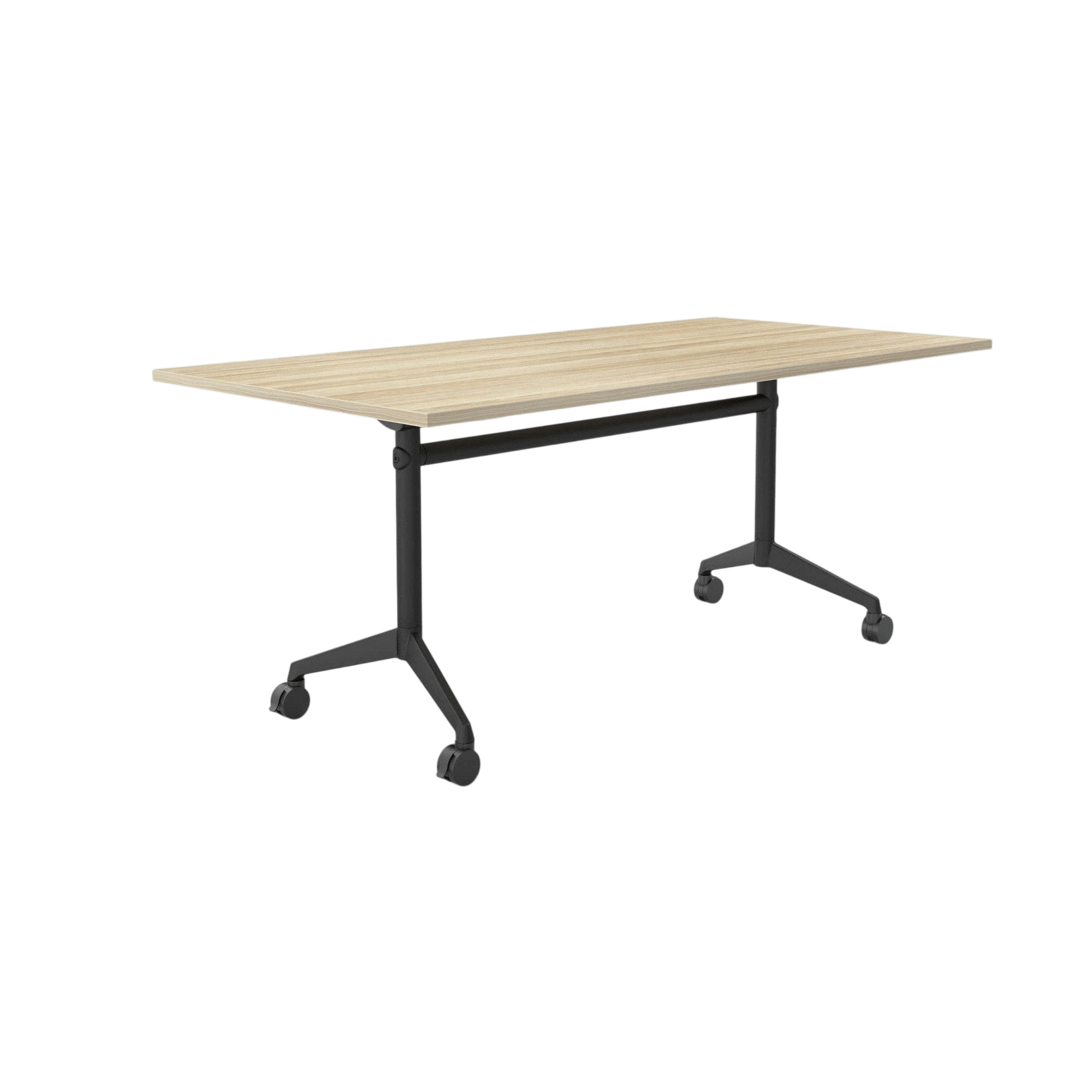 Modulus Mobile Flip Table with All Black Legs 1800x900 New Oak