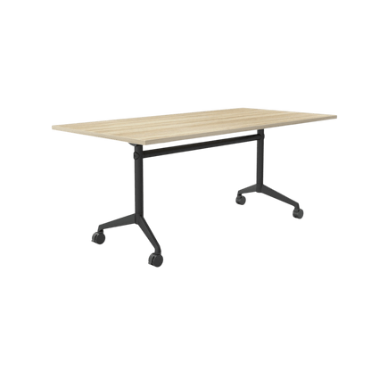 Modulus Mobile Flip Table with All Black Legs 2100x900 New Oak